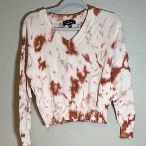 Lulu's V-Neck Sweater - Brown and Cream Tie-Dye